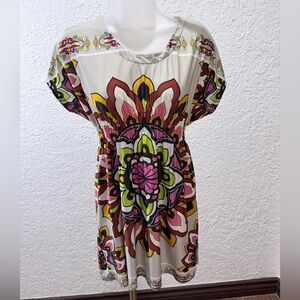 Boho Bohemian geometrical Print Dress with Multicolor Design